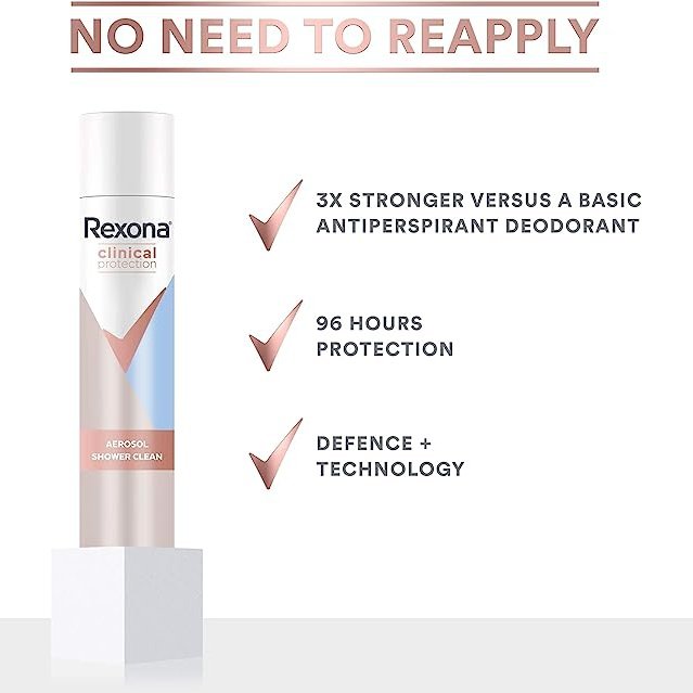 Rexona for Women Clinical Protection Antiperspirant Shower Clean 180ml - Cutprice Online