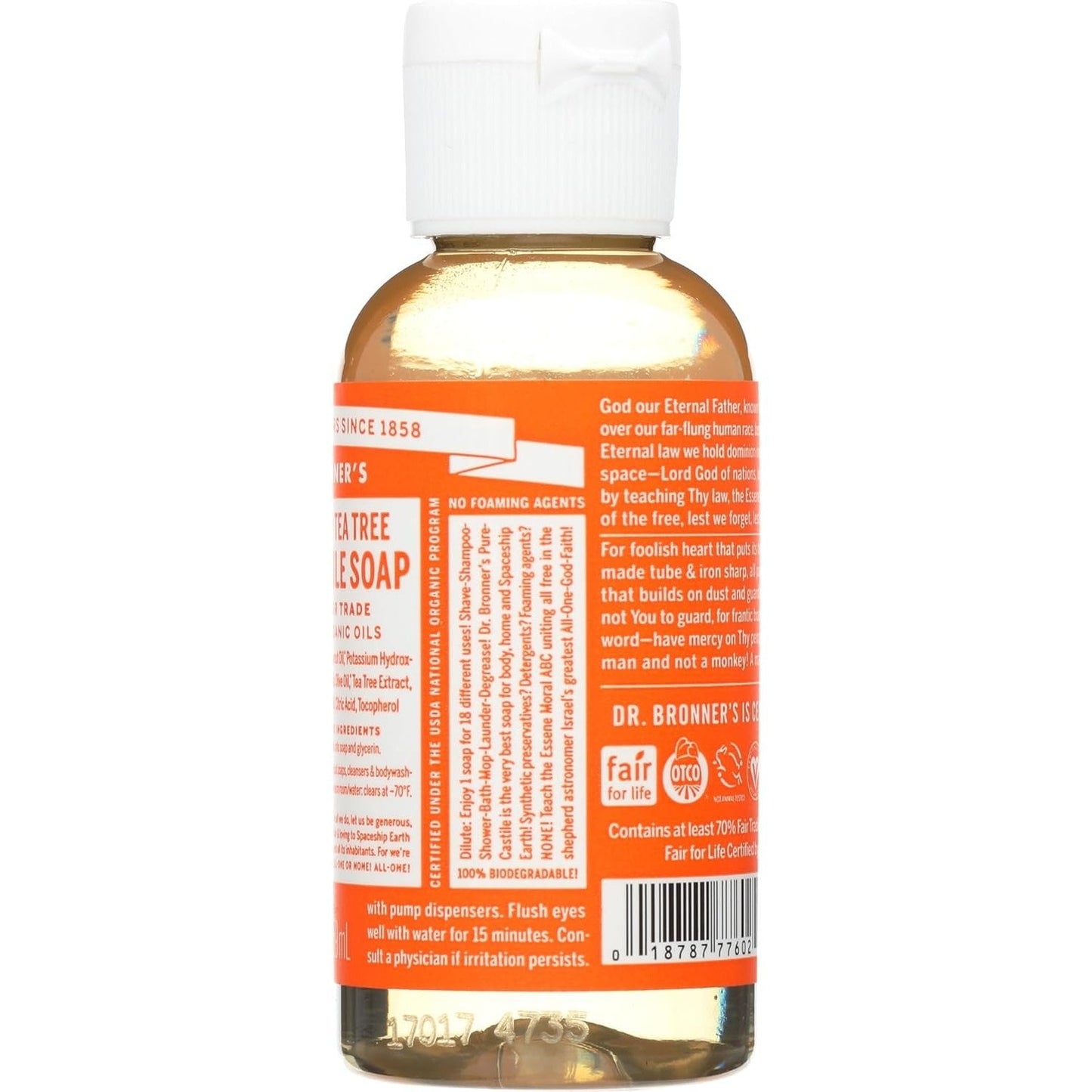 Dr. Bronner's Pure-Castile Soap Liquid (Hemp 18-in-1) Tea Tree 59ml - Cutprice Online