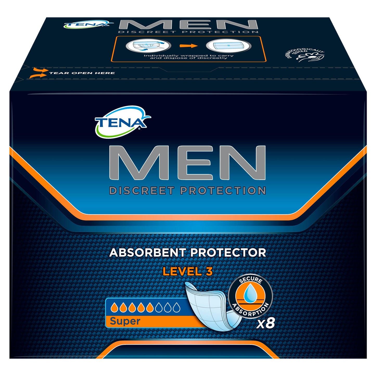 TENA Men Active Fit Absorbent Protector Level 3 Super 8 Pack - Cutprice Online