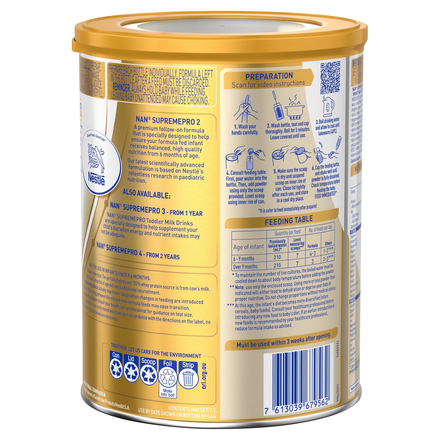 NAN SUPREME 2 INFANT FORMULA 800G - Cutprice Online