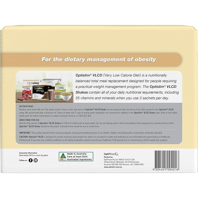 Optislim VLCD Meal Replacement Shake Vanilla 21x43g Sachets - Cutprice Online