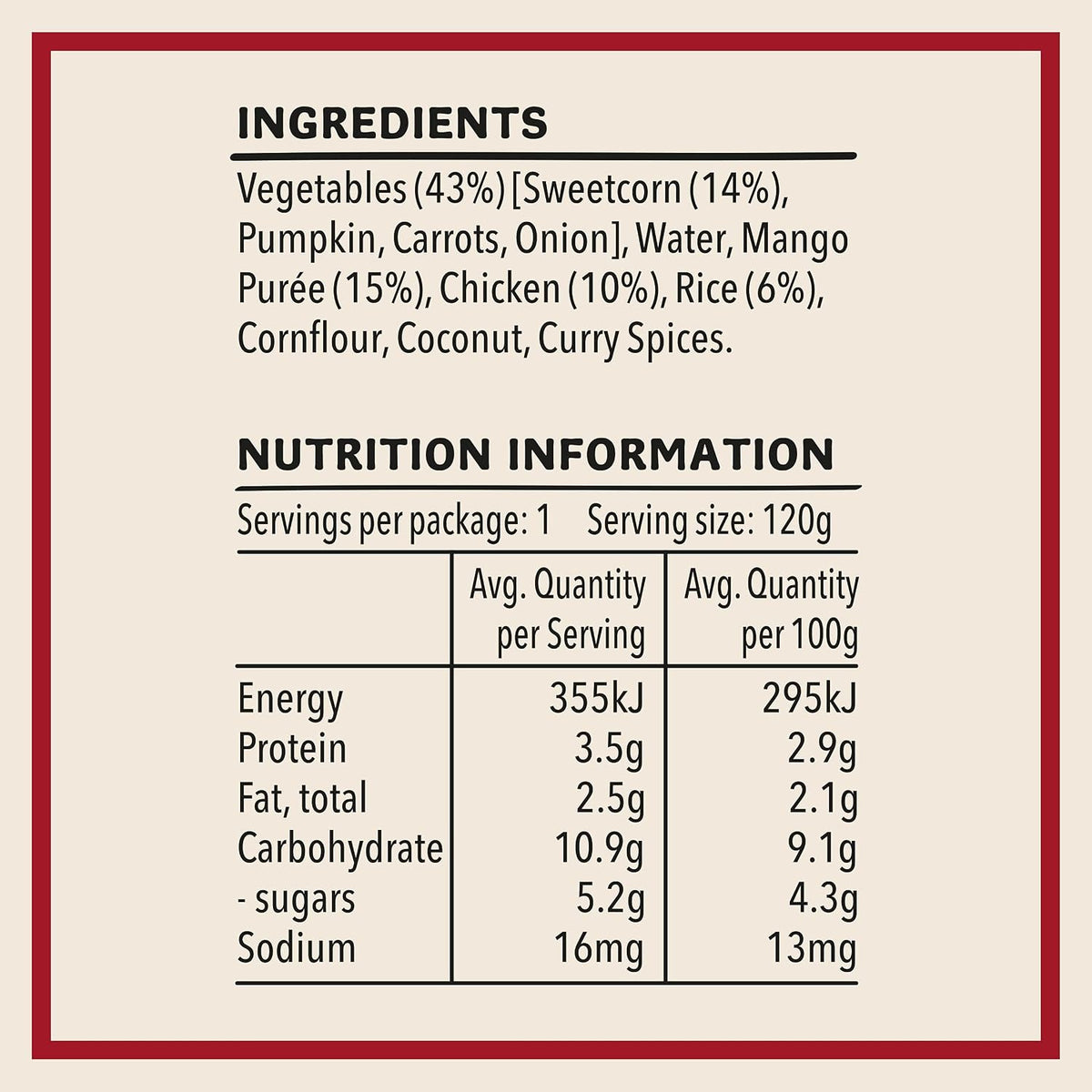 Heinz Chicken, Sweetcorn + Mango Pouch 120g(Pack of 6)
