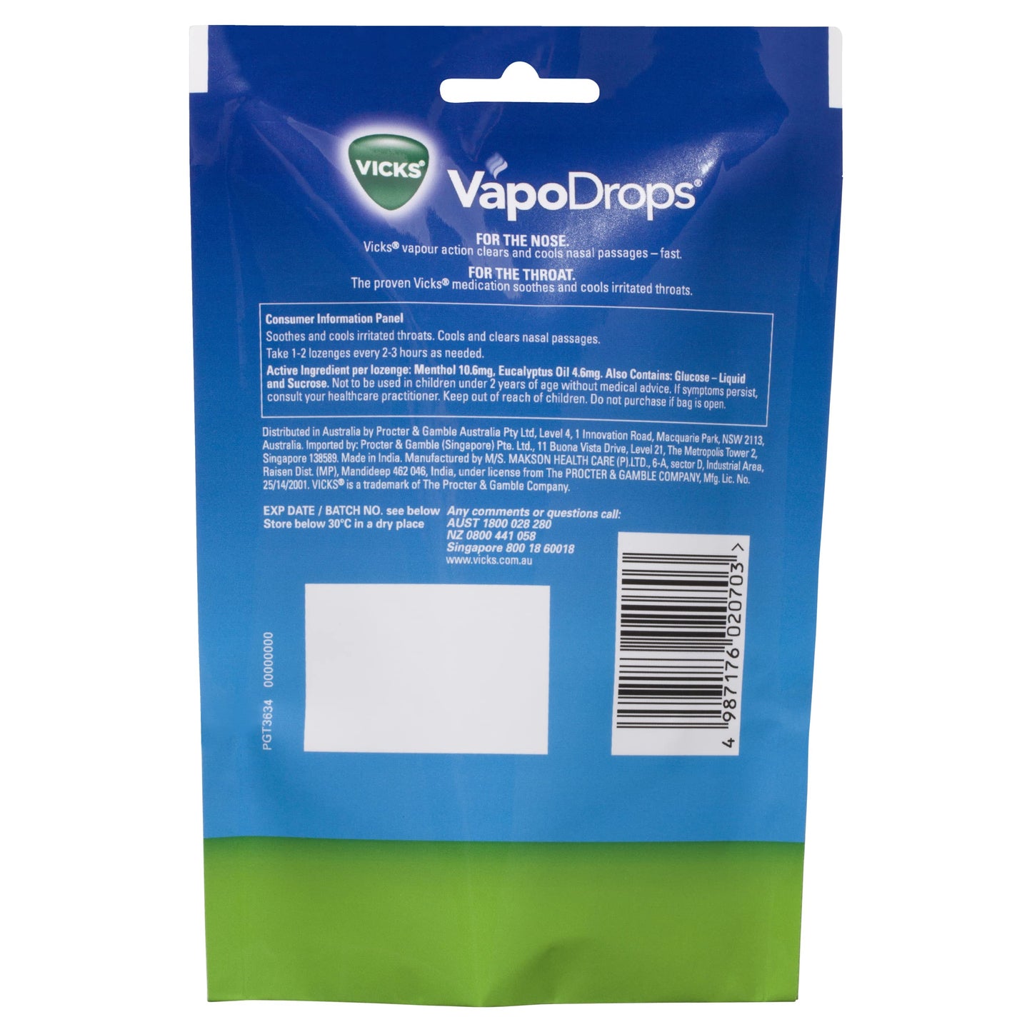 Vicks VapoDrops Original Menthol Lozenges 24 Pack - Cutprice Online