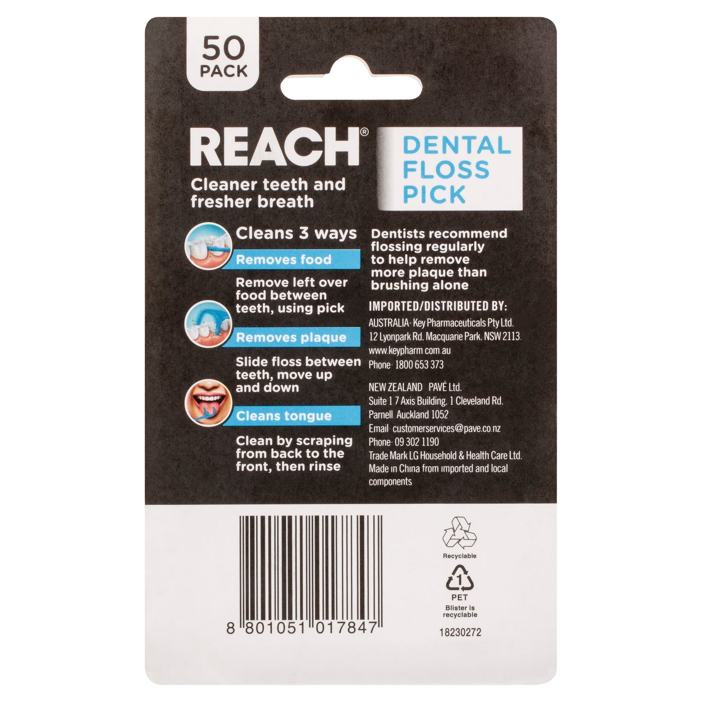 REACH® Dental Floss Pick 50pk - Cutprice Online