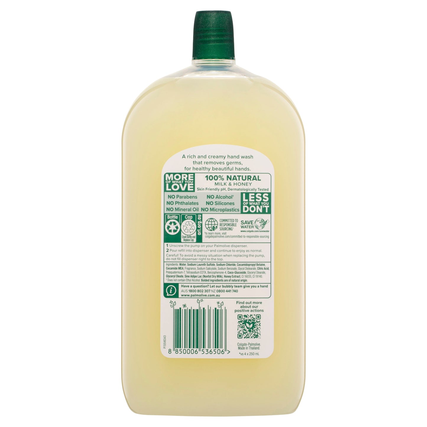 Palmolive Naturals Liquid Hand Wash Soap Milk & Honey Refill 1l - Cutprice Online