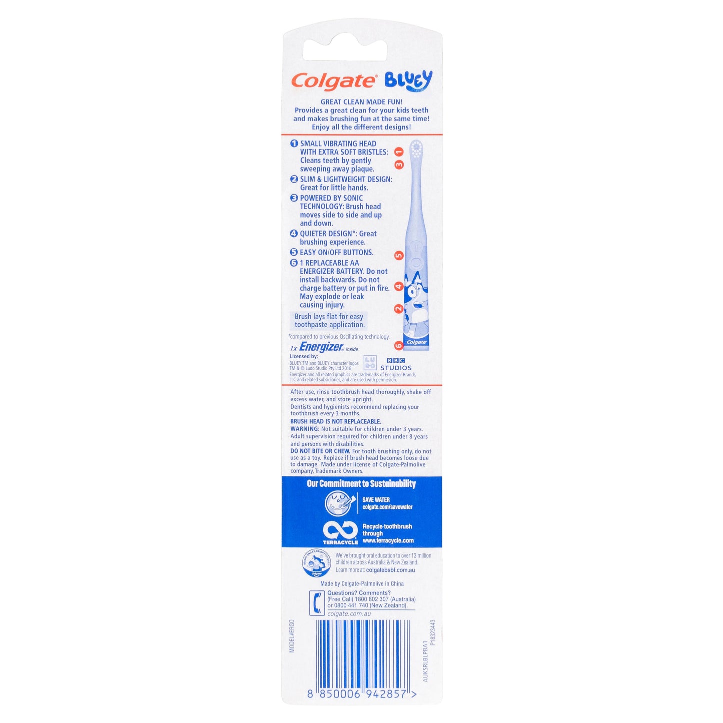 Colgate KIDS SONIC BLUEY Battery Powered Toothbrush 3+Years - Cutprice Online