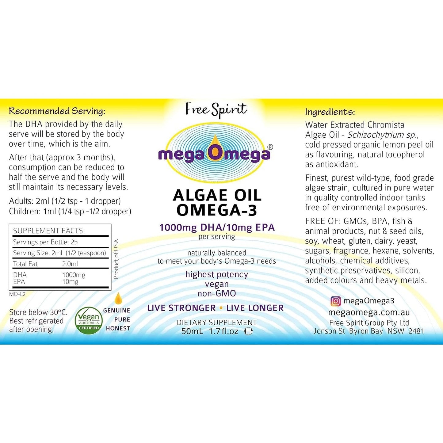 Free Spirit MegaOmega Algae Oil Omega-3 50ml - Cutprice Online