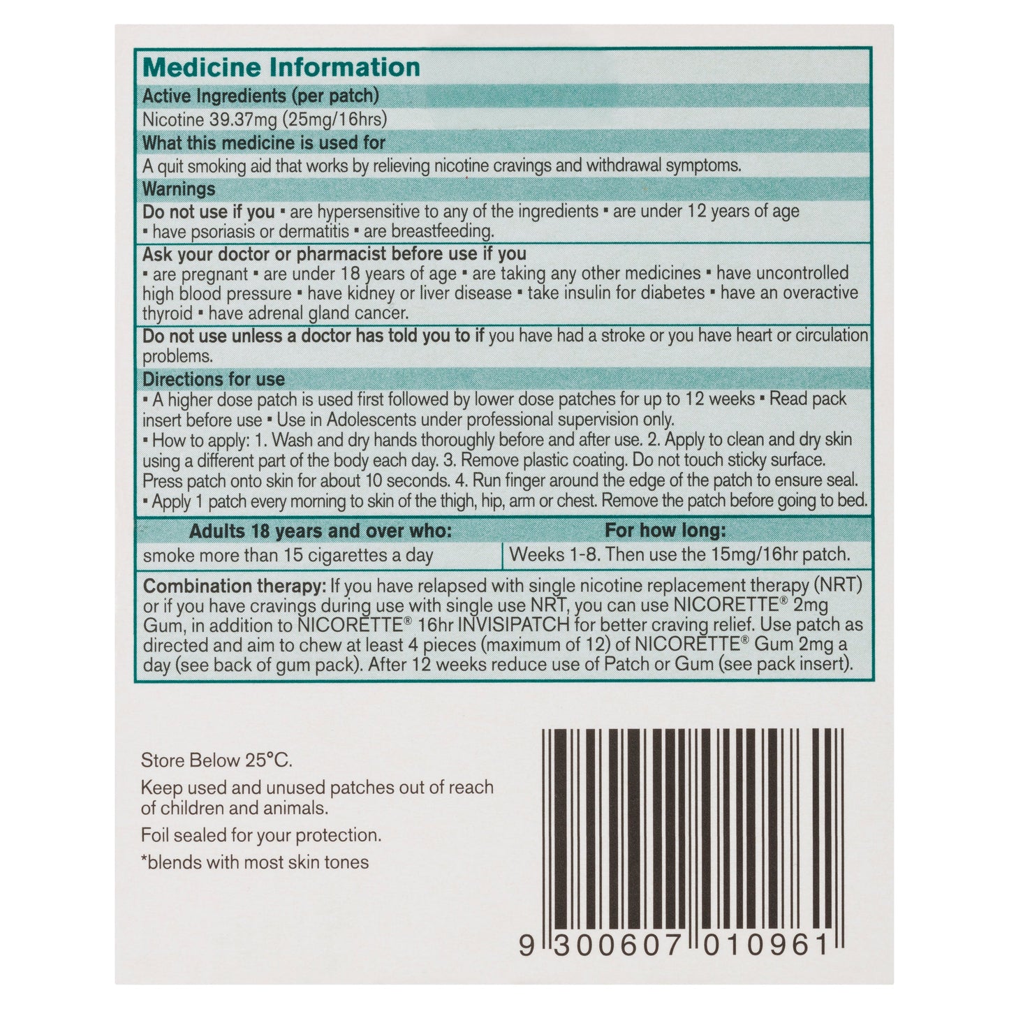Nicorette Invisipatch 25mg 28pk - Cutprice Online