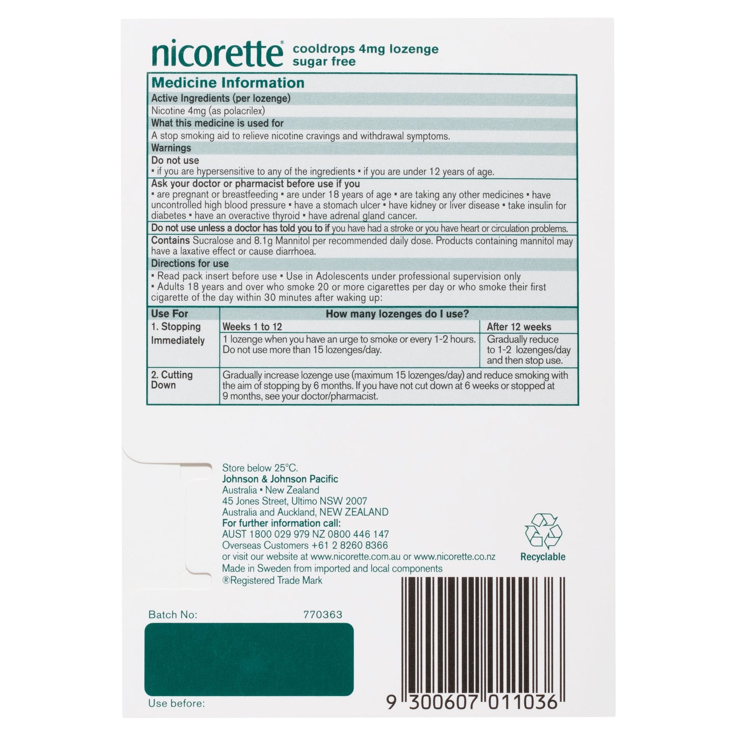 Nicorette Cooldrops 4mg 20 Lozenges - Cutprice Online