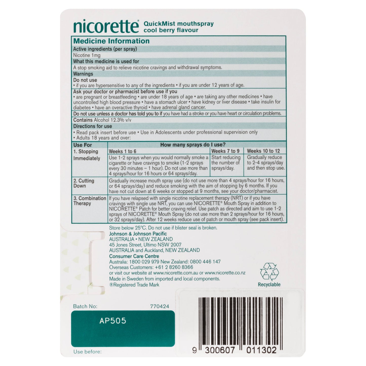 NICORETTE QUICK MIST BERRY SPRAY 13.2ML - Cutprice Online