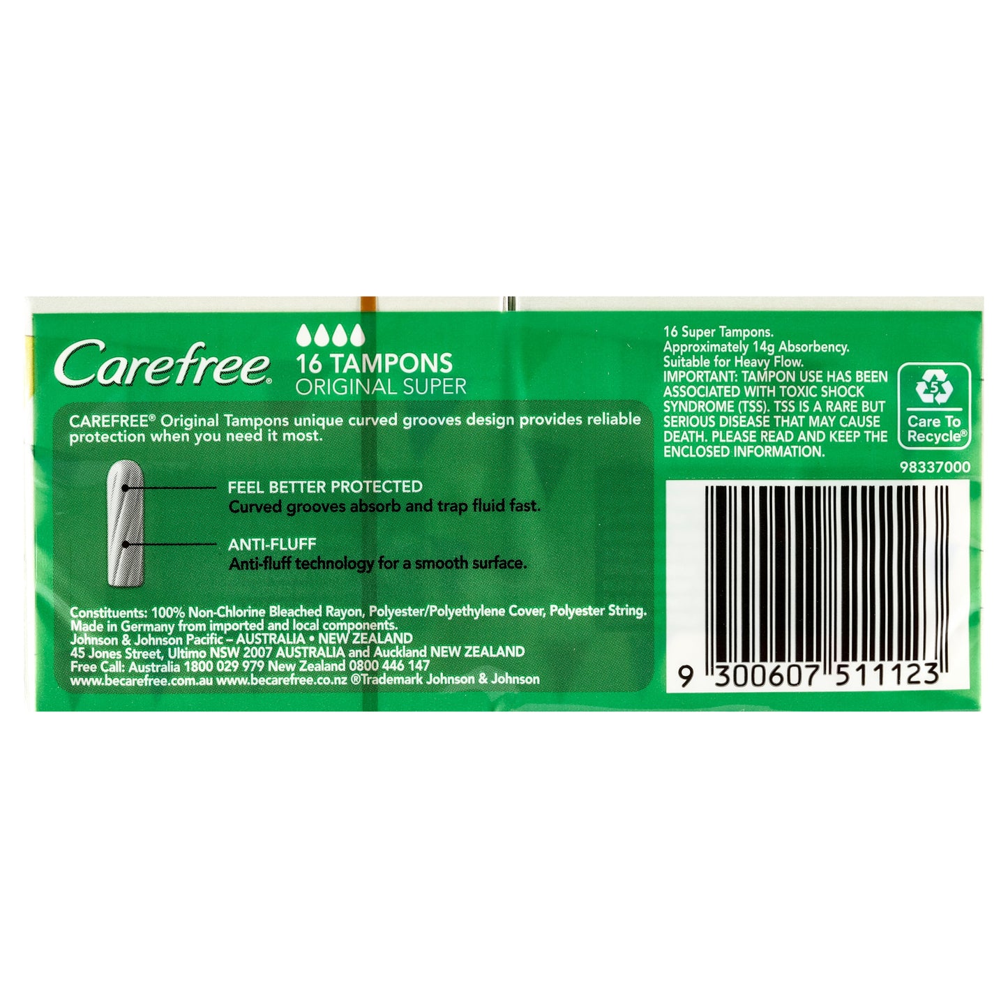 Carefree Tampons Super 16 Pack - Cutprice Online