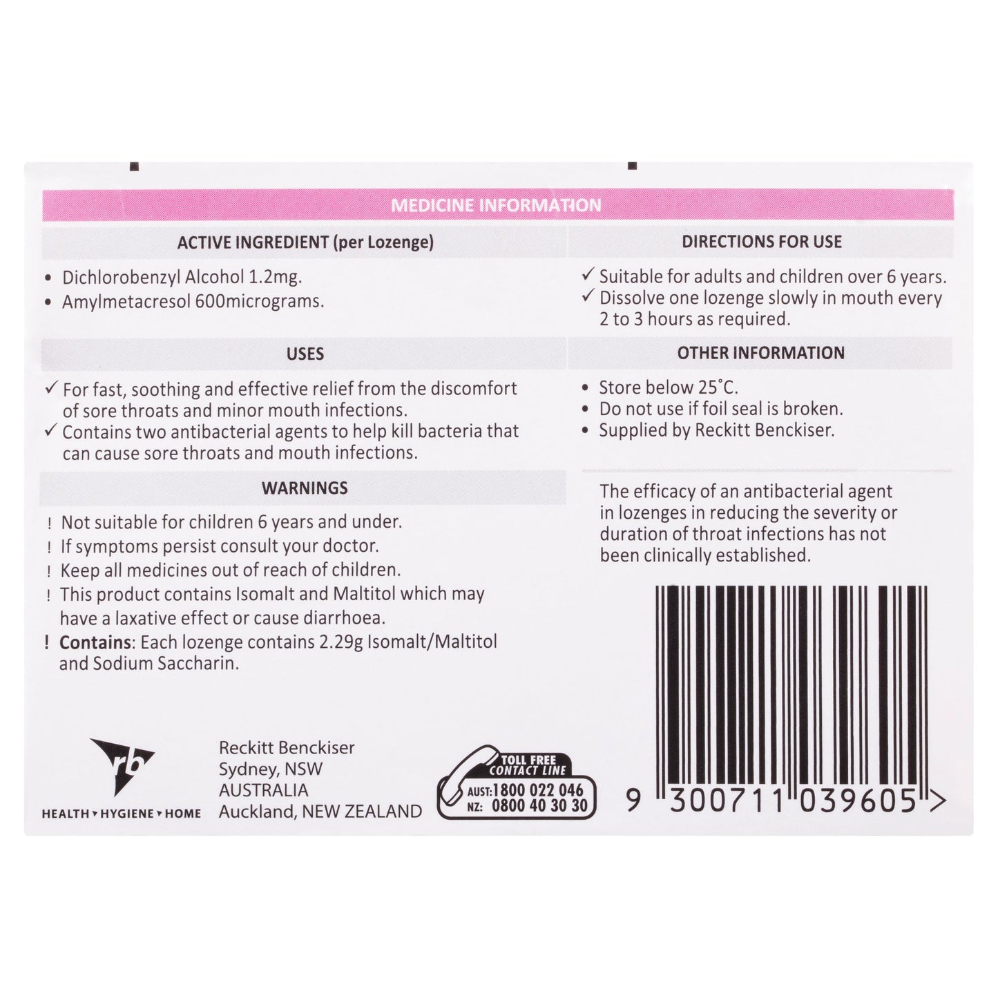 Strepsils Sugar Free Strawberry 36 Lozenges - Cutprice Online