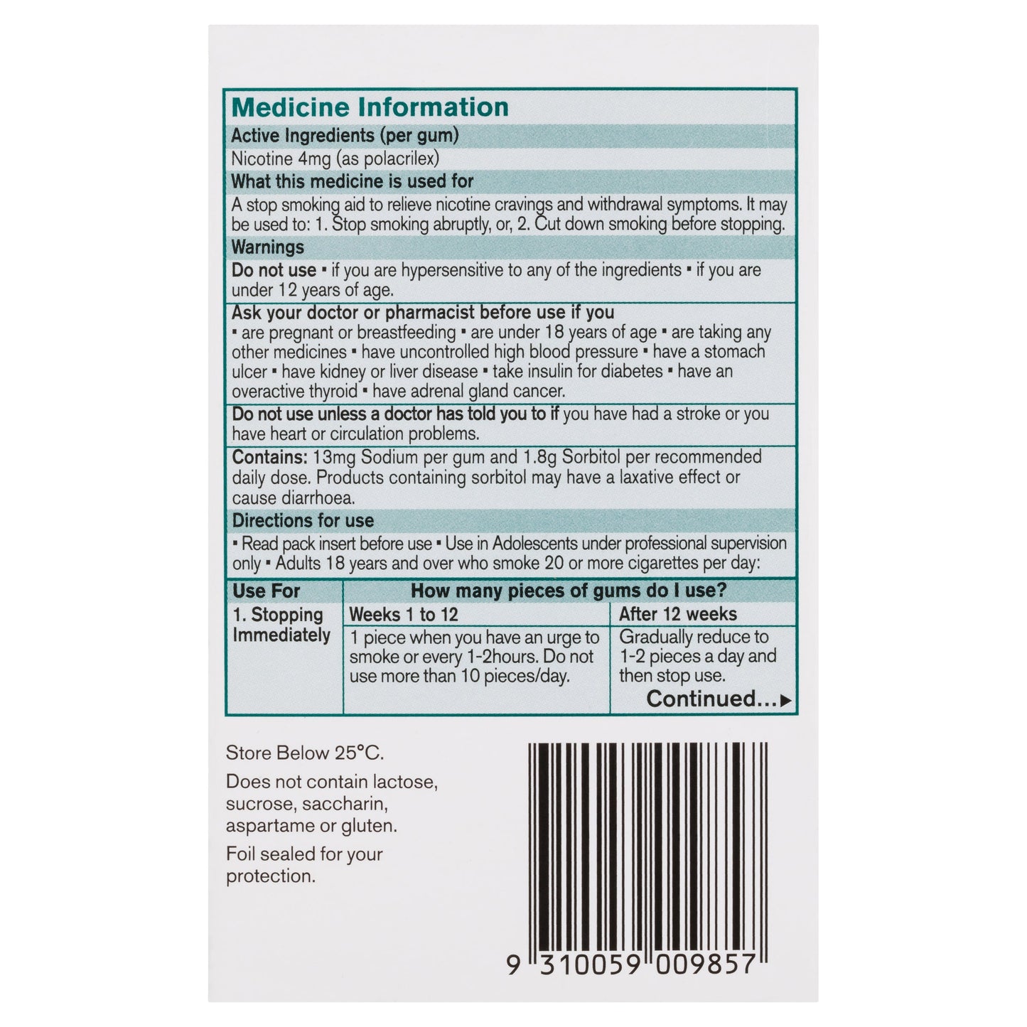 Nicorette Chewing Gum 4mg Classic 105PK - Cutprice Online