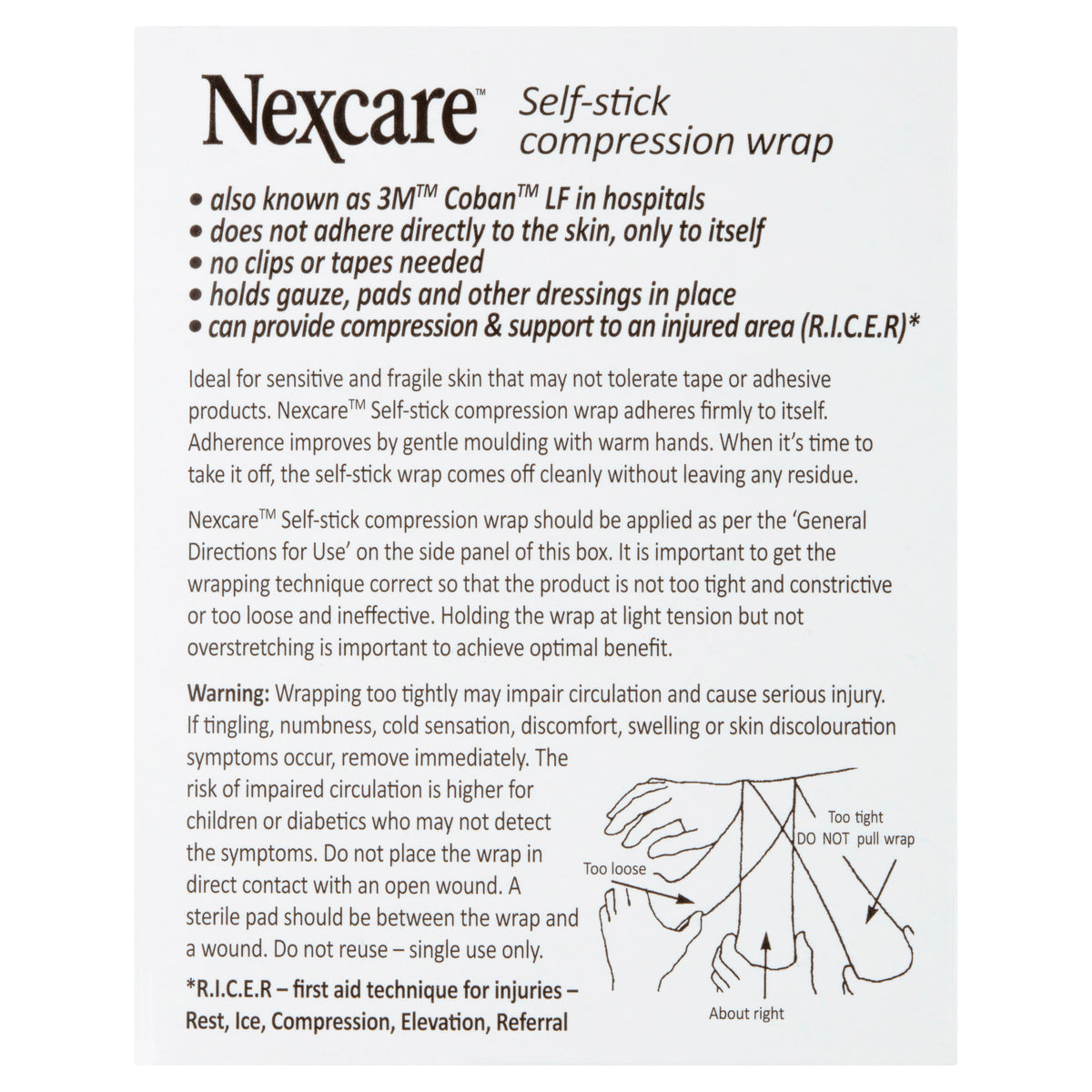 Nexcare Self Stick Compression Wrap 75mm X 2m Tan 1 Pack - Cutprice Online
