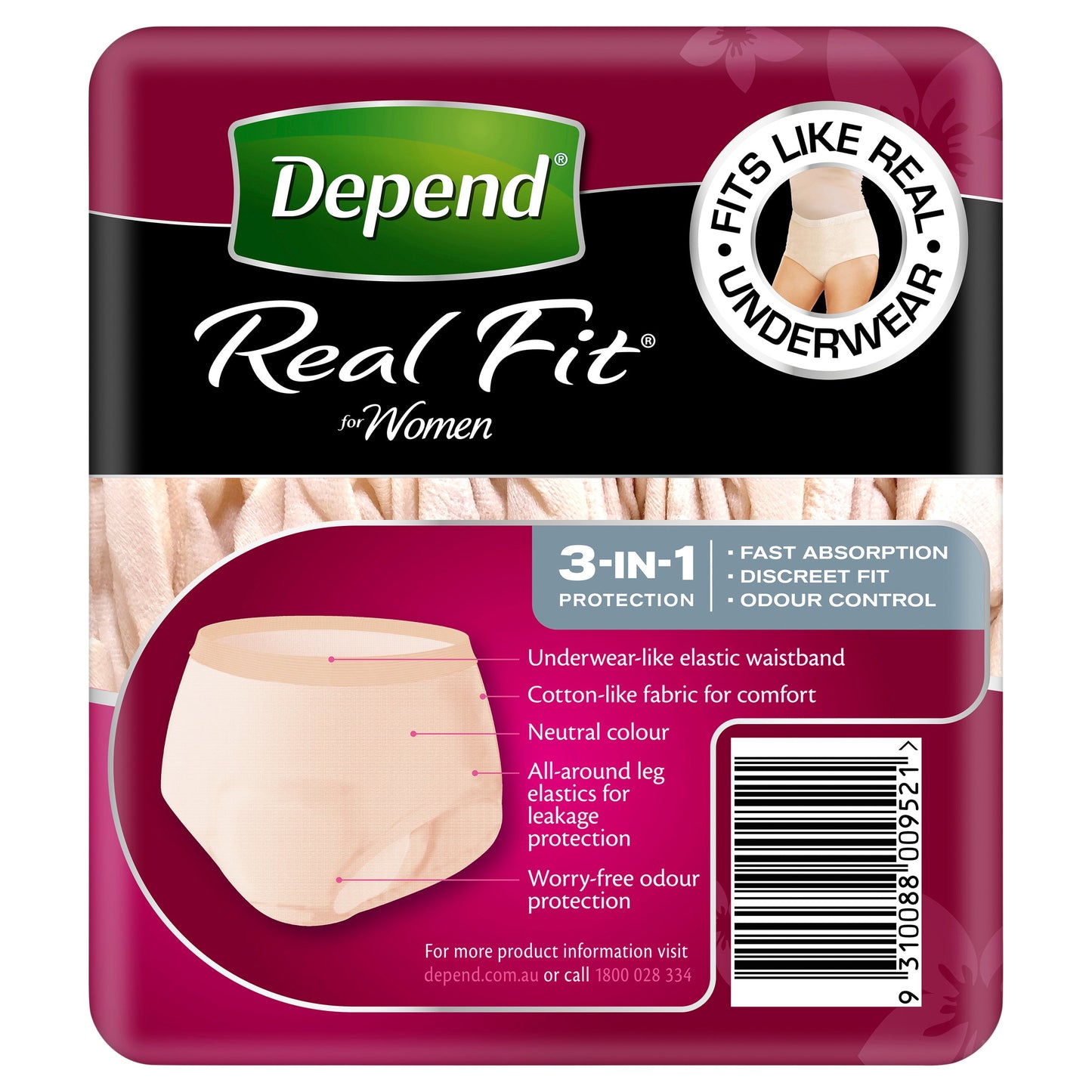Depend Women REGULAR Real Fit Underwear 8 Large