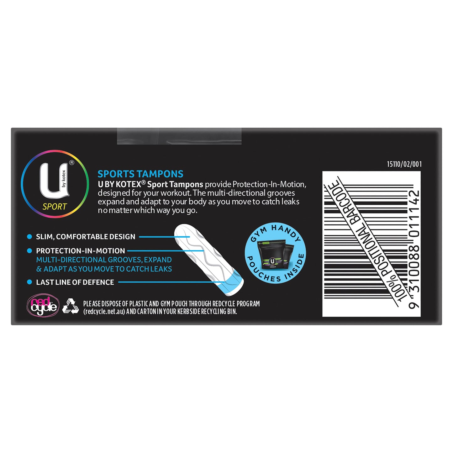 U By Kotex Sport Tampons Regular 16 - Cutprice Online