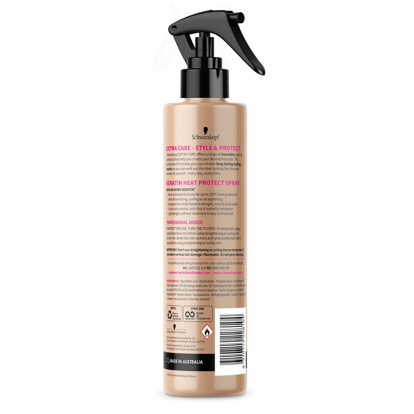 Schwarzkopf Extra Care Keratin Heat Protect Spray 250ml - Cutprice Online
