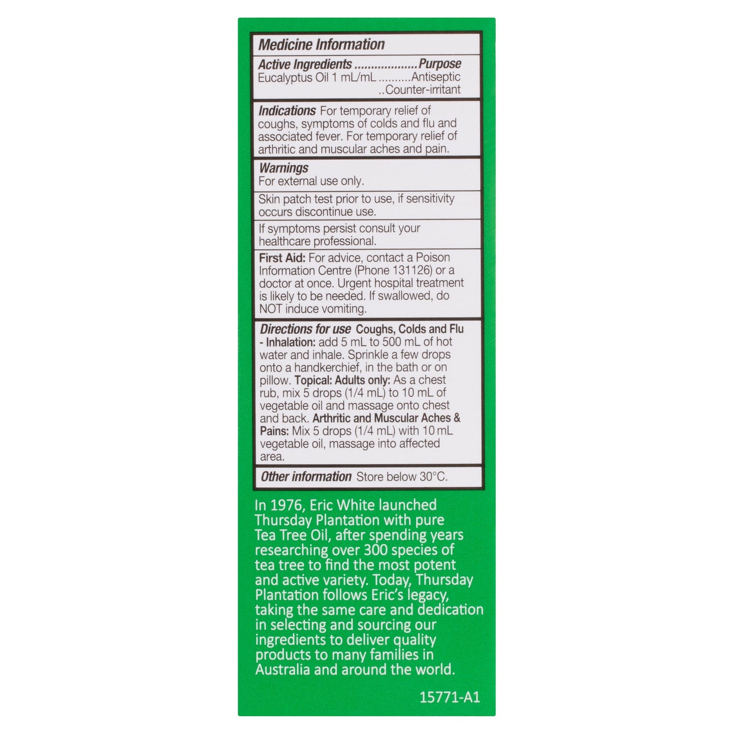Thursday Plantation 100% Pure Eucalyptus Oil 100ml THURSDAY PLANTATION