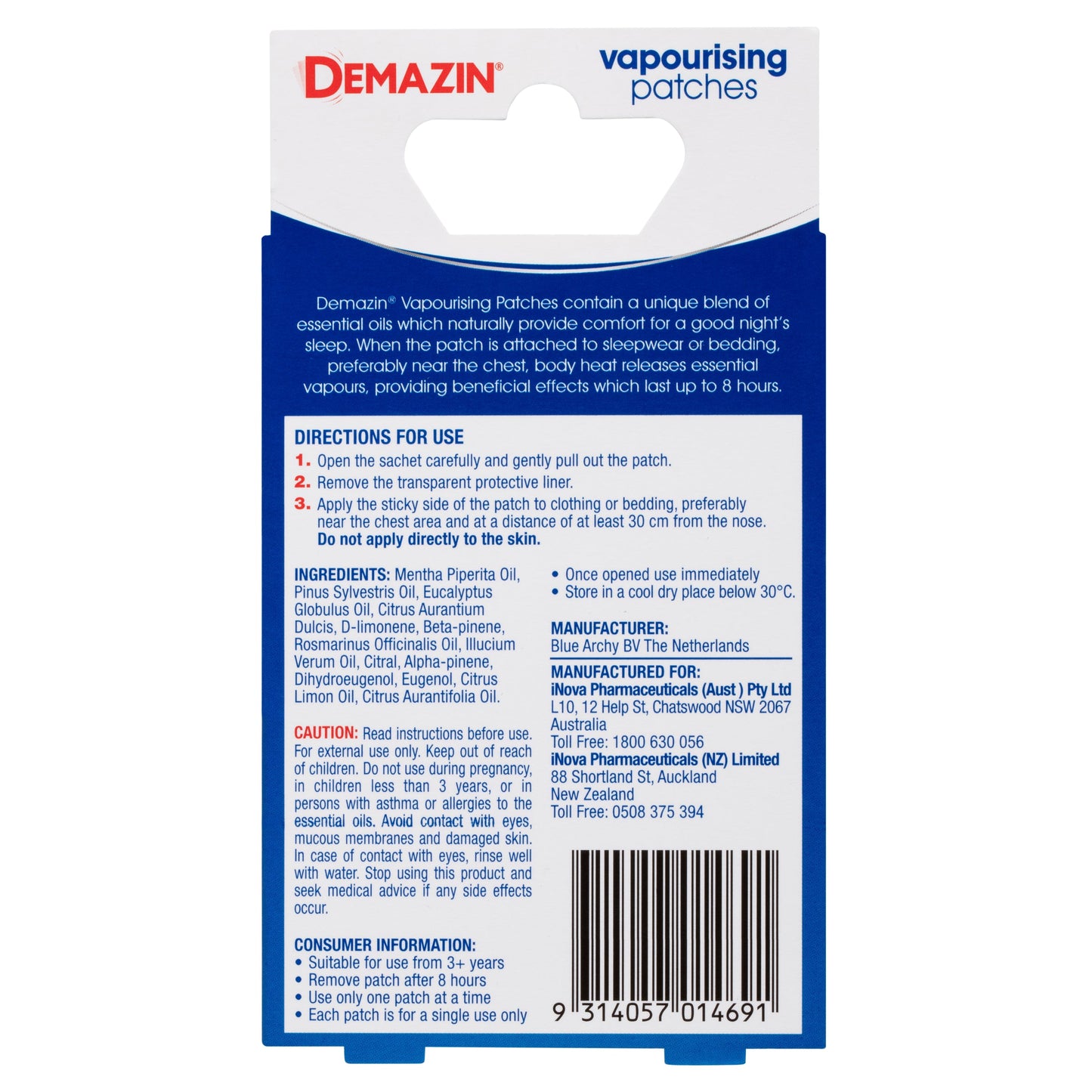 Demazin Vapourising Patches 6 Pack - Cutprice Online