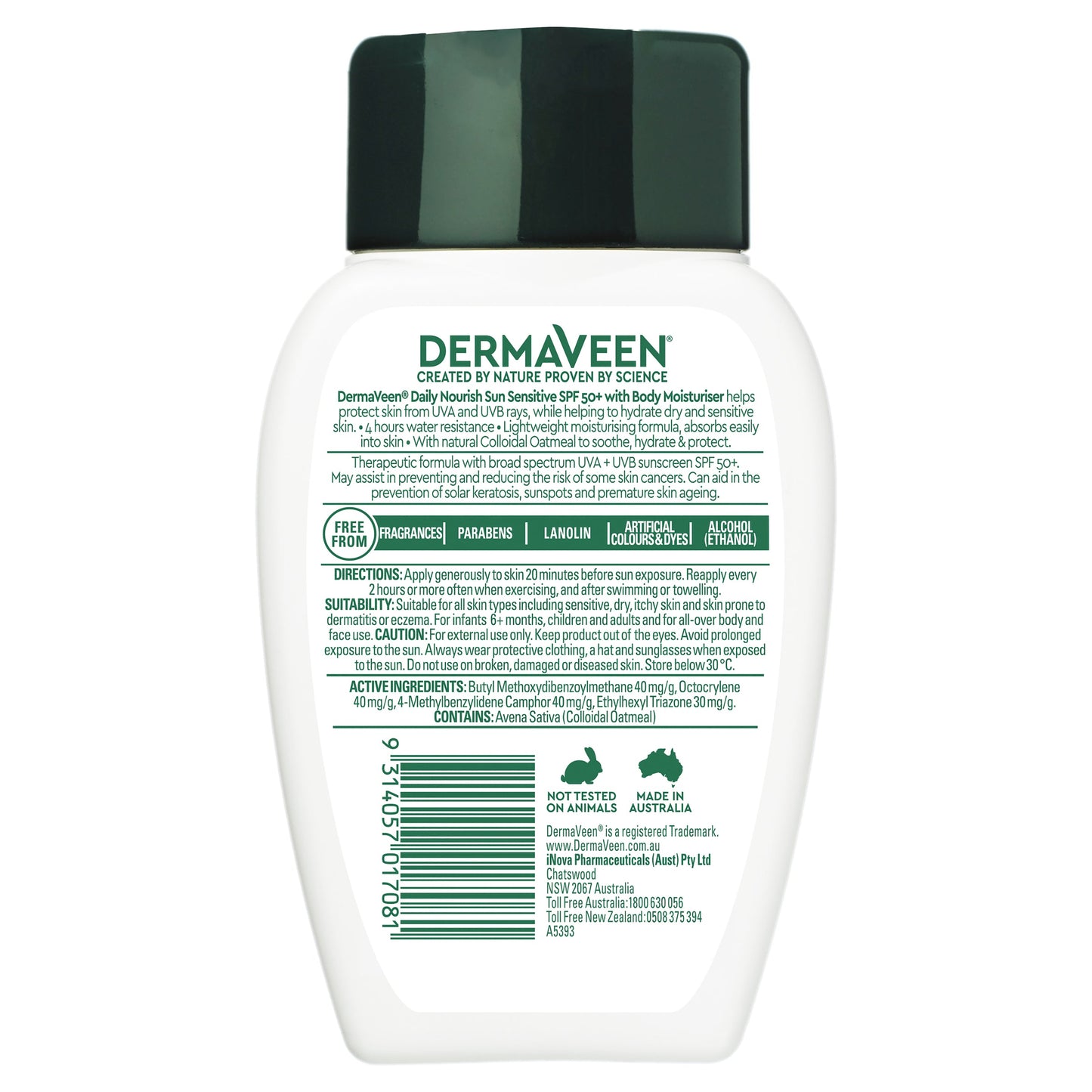 Dermaveen SPF 50+ Daily Nourish Sun Sensitive With Body Moisturiser 250g - Cutprice Online