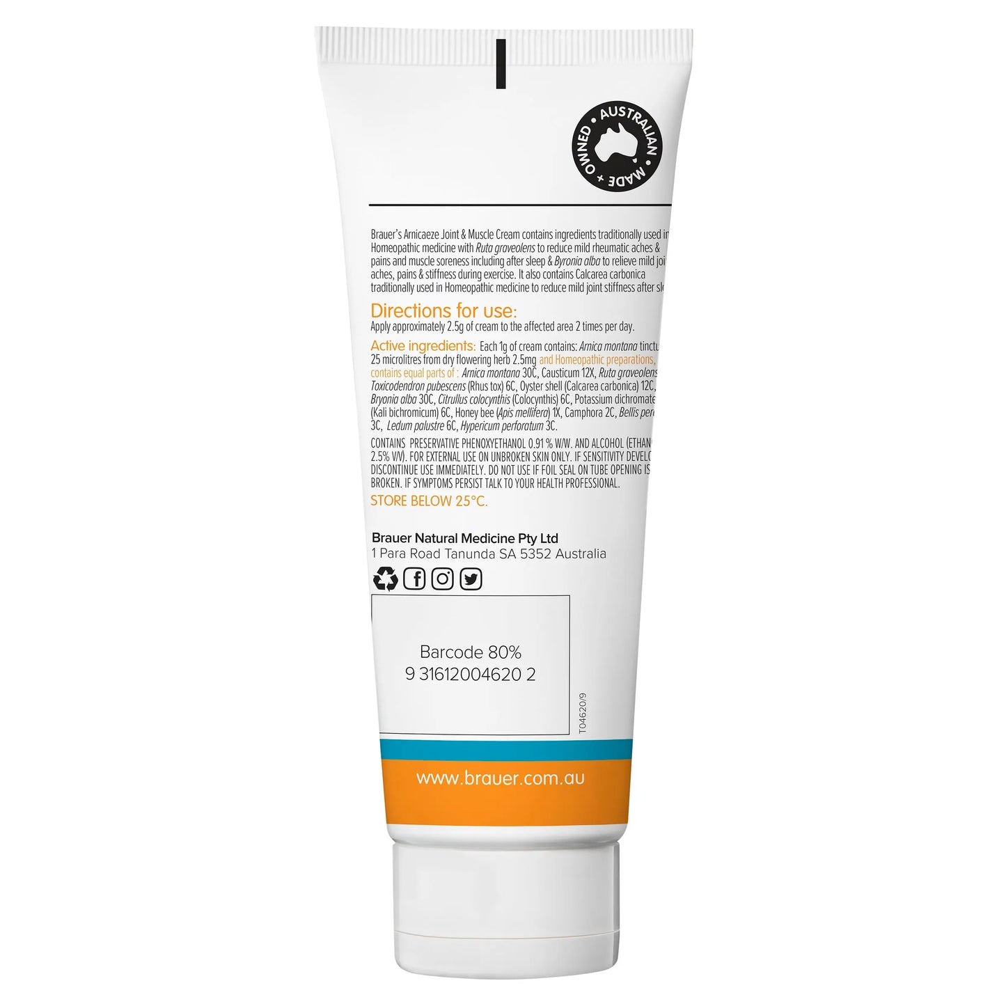 Brauer Arnica Joint & Muscle Cream 100g BRAUER