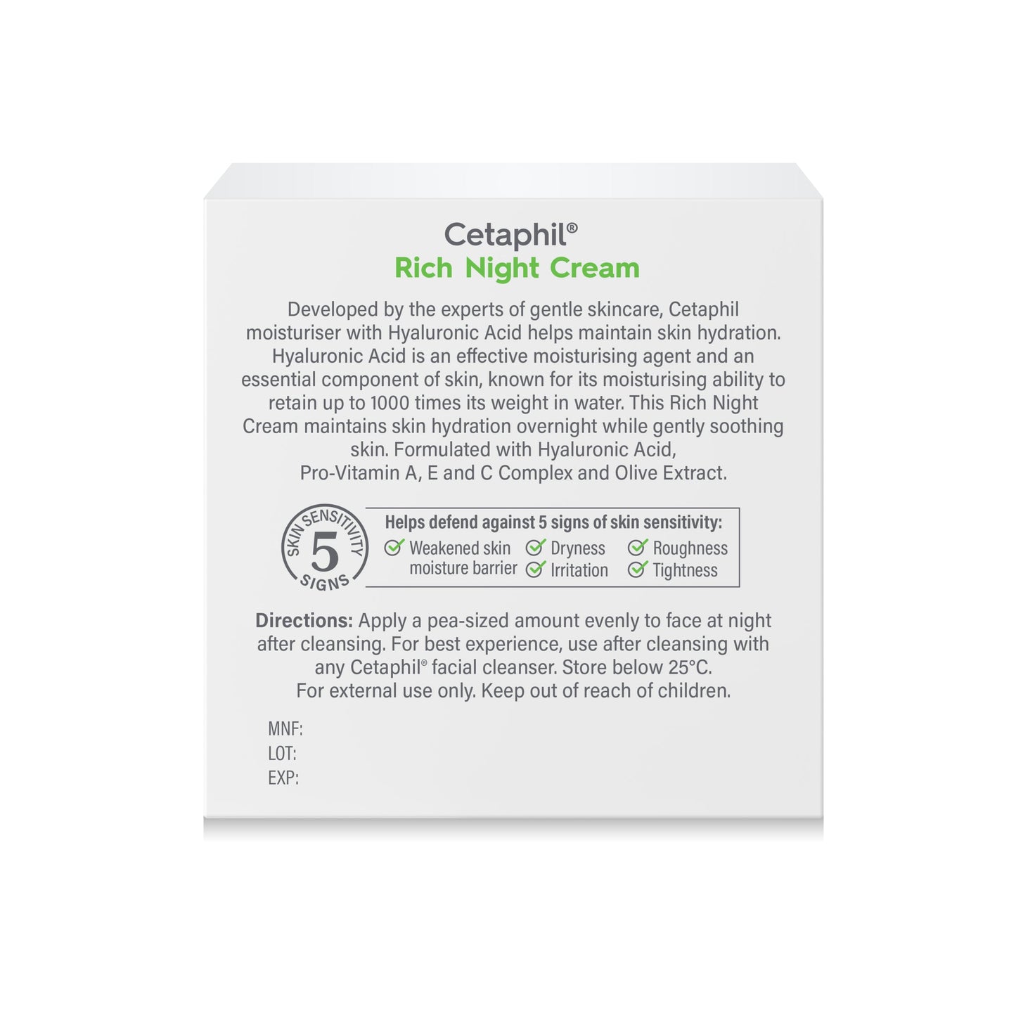 Cetaphil Face Rich Hydrating Night Cream With Hyaluronic Acid 48g - Cutprice Online