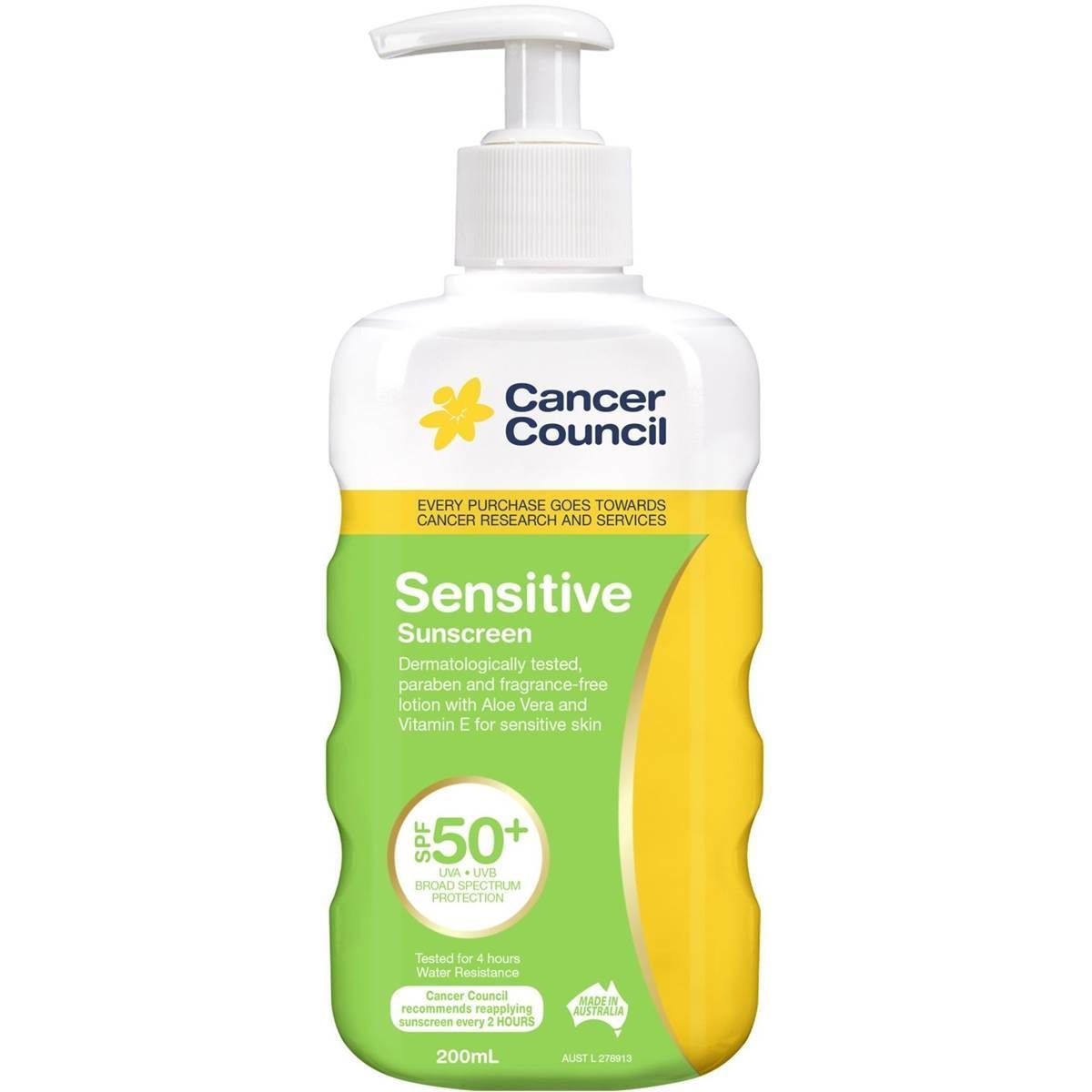 Cancer Council SPF 50+ Sensitive Pump 200ml - Cutprice Online