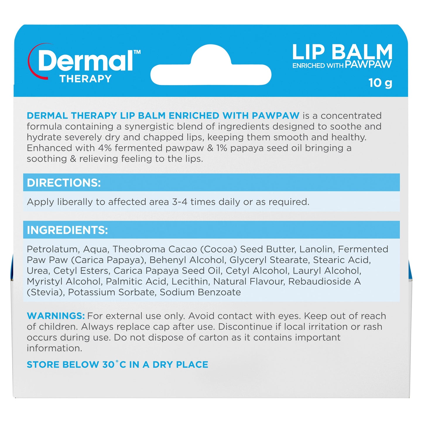 Dermal Therapy Lip Balm Paw Paw 10g - Cutprice Online