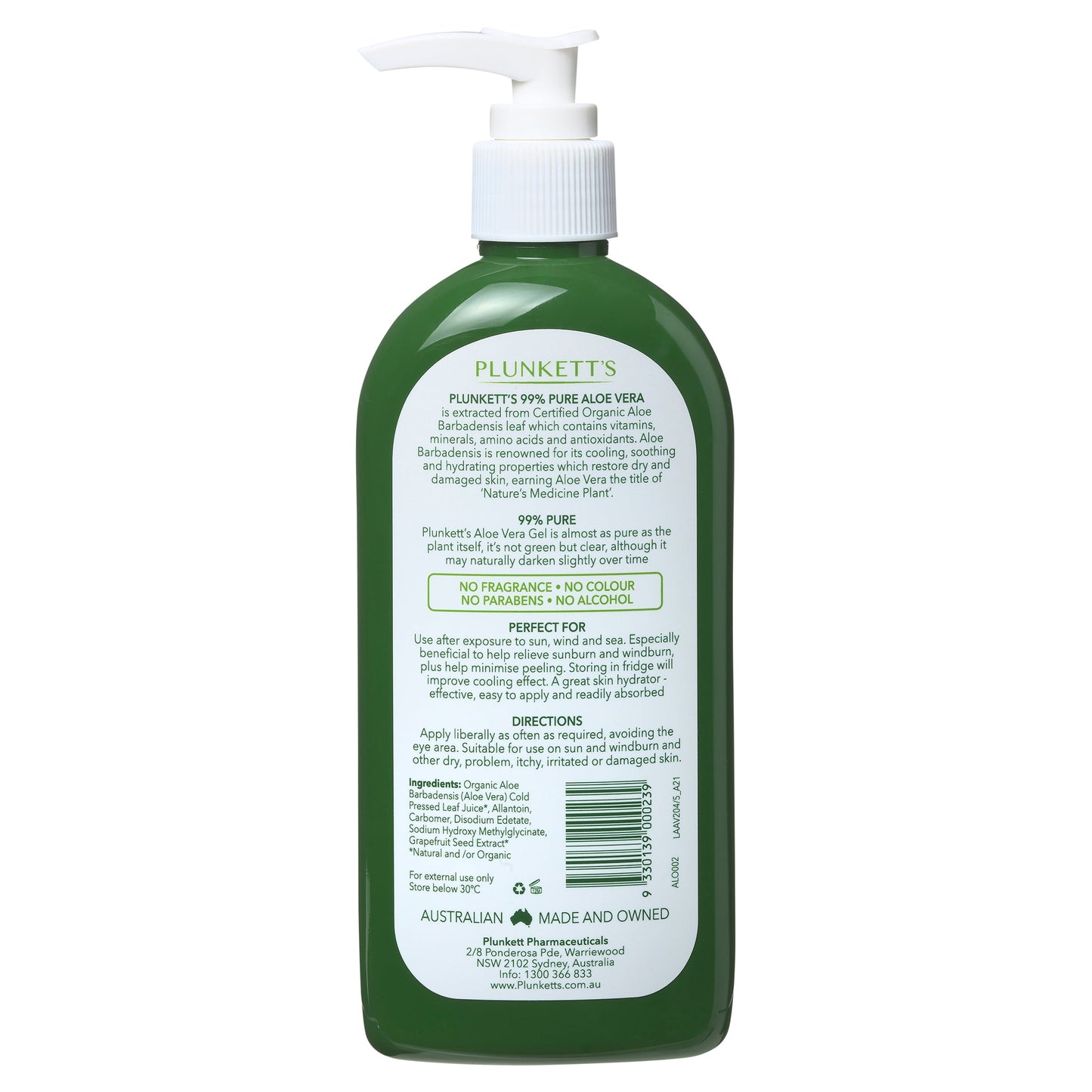 Plunkett Aloe Vera 99% Pure Gel 240ml - Cutprice Online