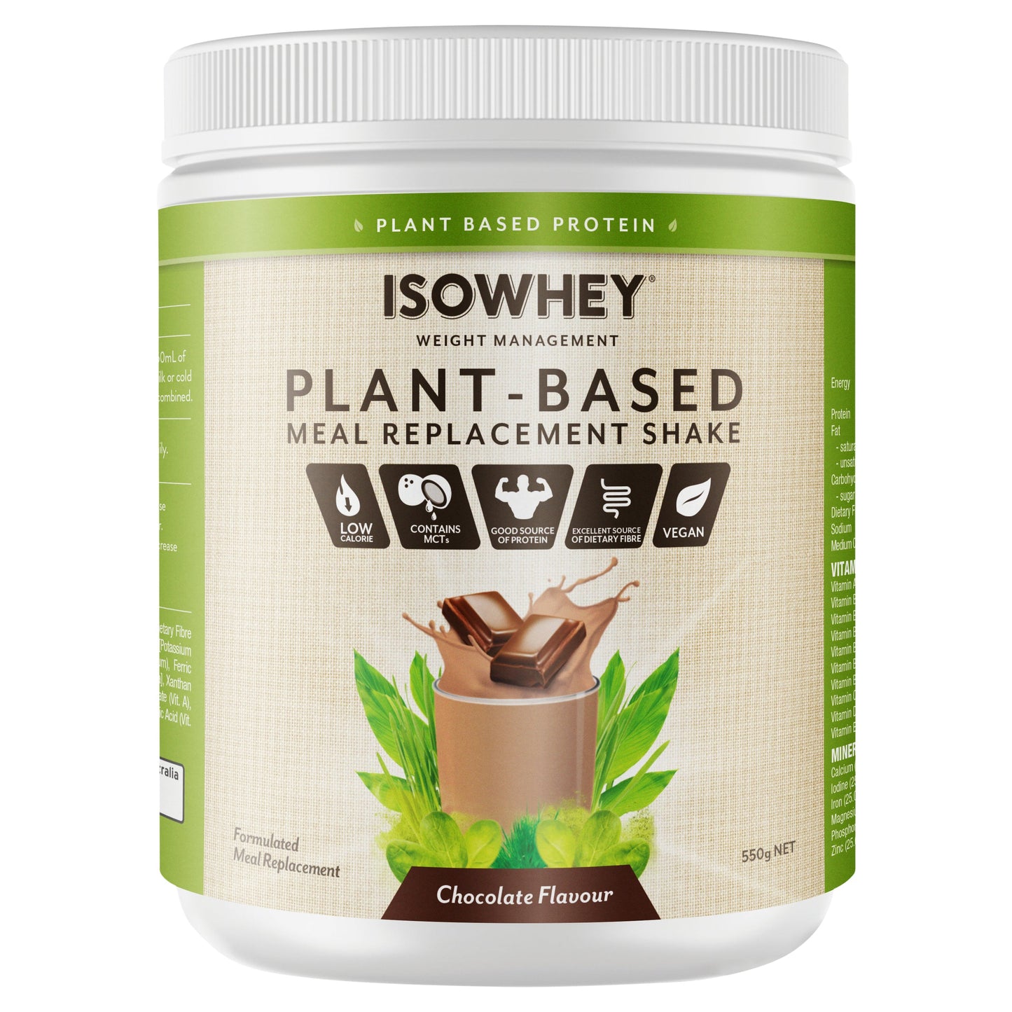 IsoWhey Plant-Based Meal Replacement Shake Chocolate 550g - Cutprice Online