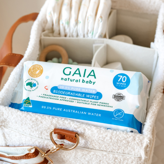 GAIA Natural Baby Biodegradable Wipes 70 Pack
