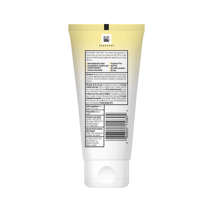 Neutrogena Sheer Zinc Body Lotion SPF50+85ml
