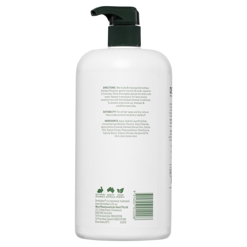 DermaVeen Oatmeal Shampoo for Dry, Flaky or Sensitive Scalps 1L - Cutprice Online