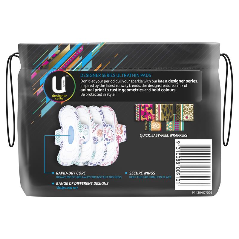 U By Kotex Designer Series Ultrathins Pads Wing Regular 22 Pack - Cutprice Online