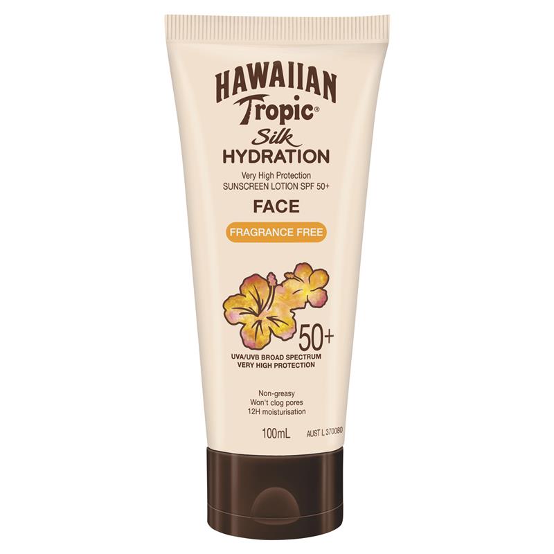 Hawaiian Tropic SPF 50+ Silk Hydration Face Fragrance Free 100ml - Cutprice Online