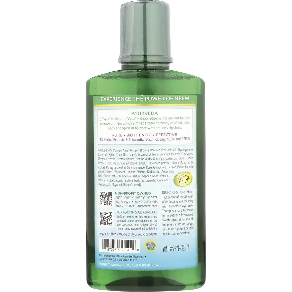 Auromere Mouthwash Ayurvedic Neem & Peelu 473ml AUROMERE