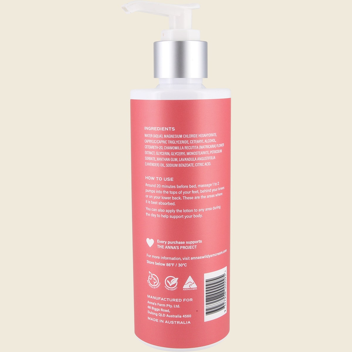 ANNA'S Magnesium Bedtime Lotion with Lavender & Chamomile 250ml