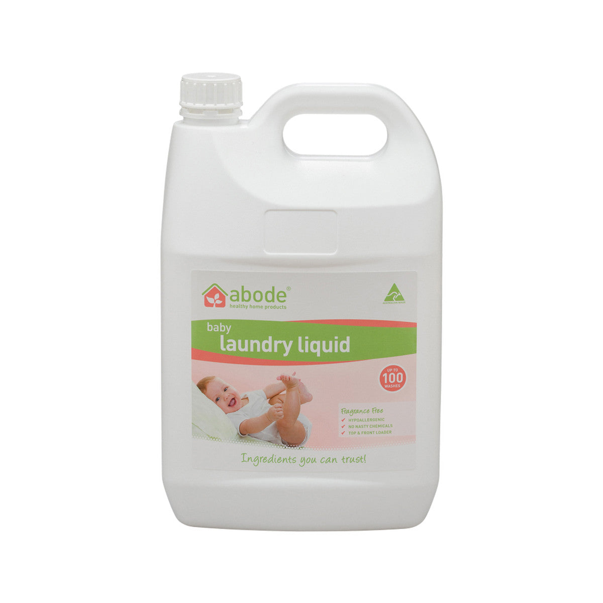 Abode Laundry Liquid (Front & Top Loader) Baby (Fragrance Free) 4 Litres Abode