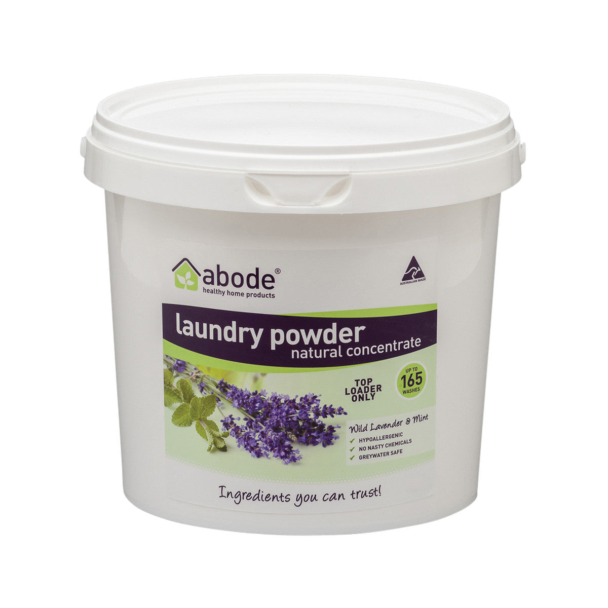 Abode Laundry Powder (Front & Top Loader) Wild Lavender & Mint Bucket 4kg Abode