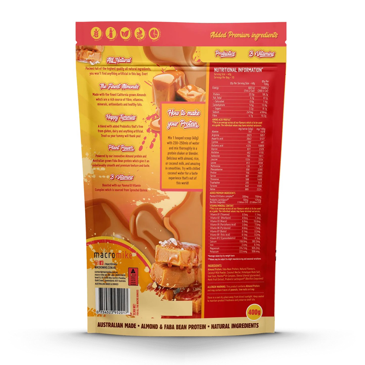 MACRO MIKE Premium Almond Protein Salted Caramel 400g MACRO MIKE
