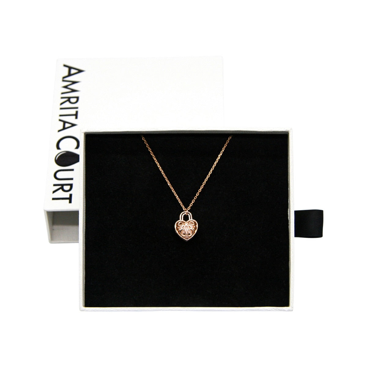 Amrita Court Aroma Necklace Rose Gold Heart Lock + Purify Essential Oil 10ml Pk - Cutprice Online