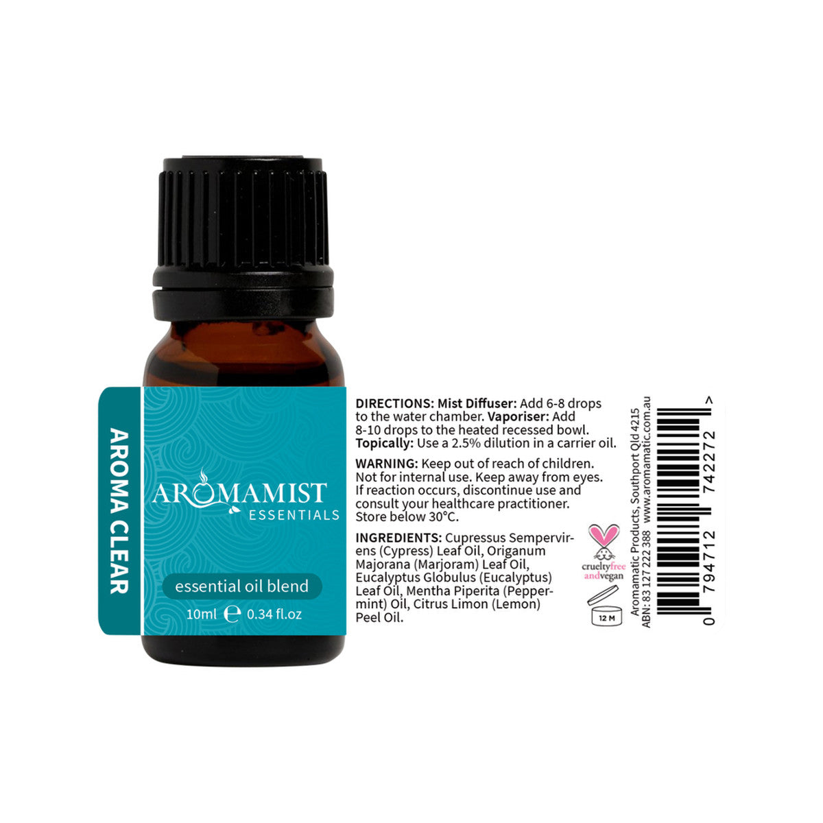 Aromamist Essentials Essential Oil Blend Aroma Clear 10ml - Cutprice Online