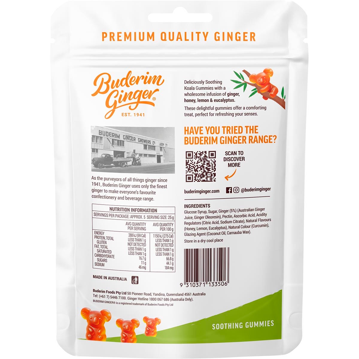 BUDERIM GINGER Soothing Gummies 130g - Cutprice Online