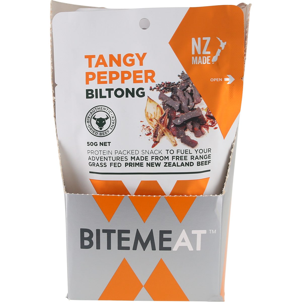 BiteMeat Grass Fed Biltong Tangy Pepper 10x50g