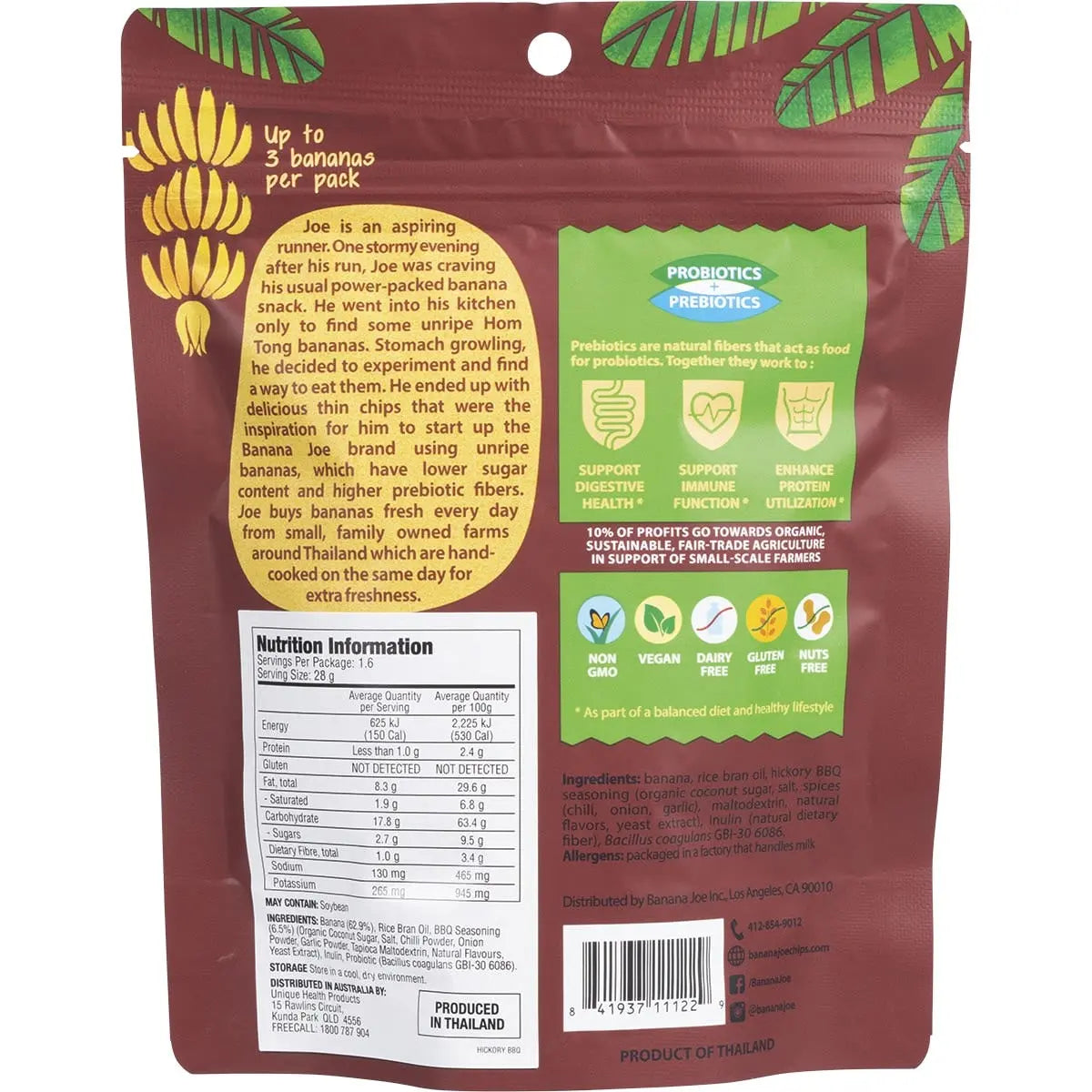 Banana Joe Banana Chips Hickory BBQ 46.8g 6 Pack BANANA JOE