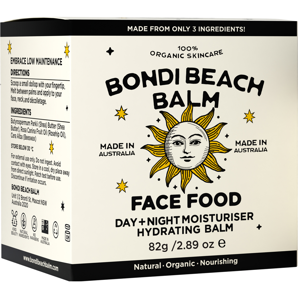 Bondi Beach Balm Face Food Day + Night Moisturiser Hydrating Balm 82g
