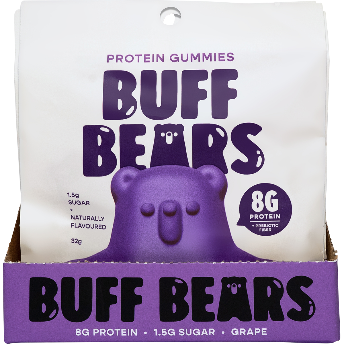 Buff Bears Protein Gummies Grape 32g x 12 Pack