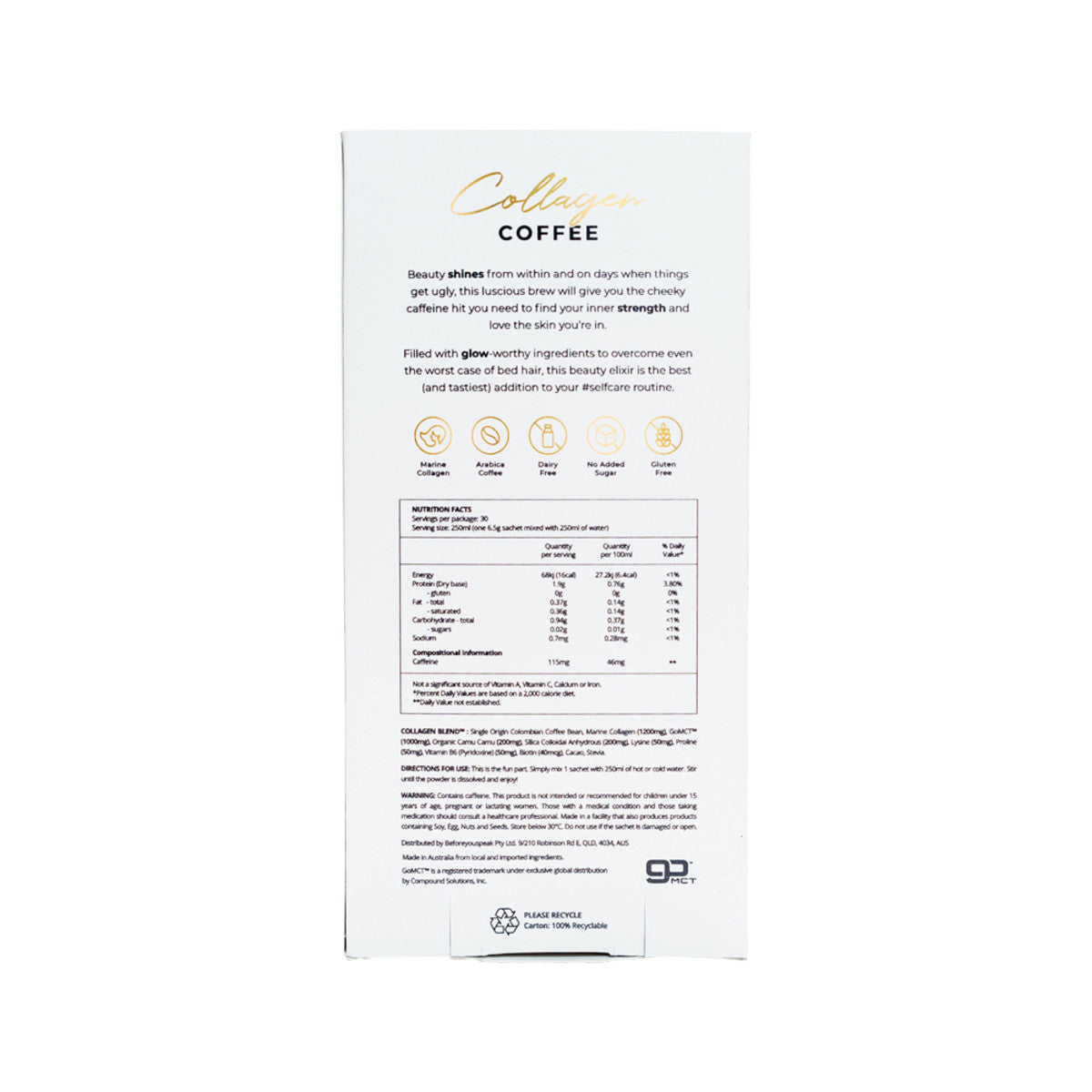 Before You Speak Collagen Coffee Mocha 6.5g X 30 Pack - Cutprice Online