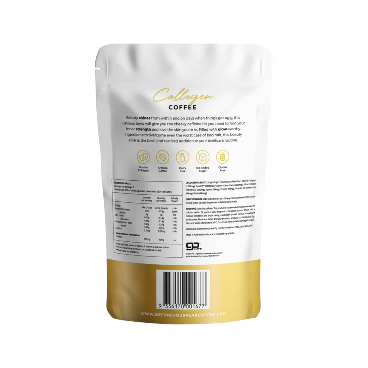 Before You Speak Collagen Coffee Unsweetened 6.5g x 7 Pack - Cutprice Online