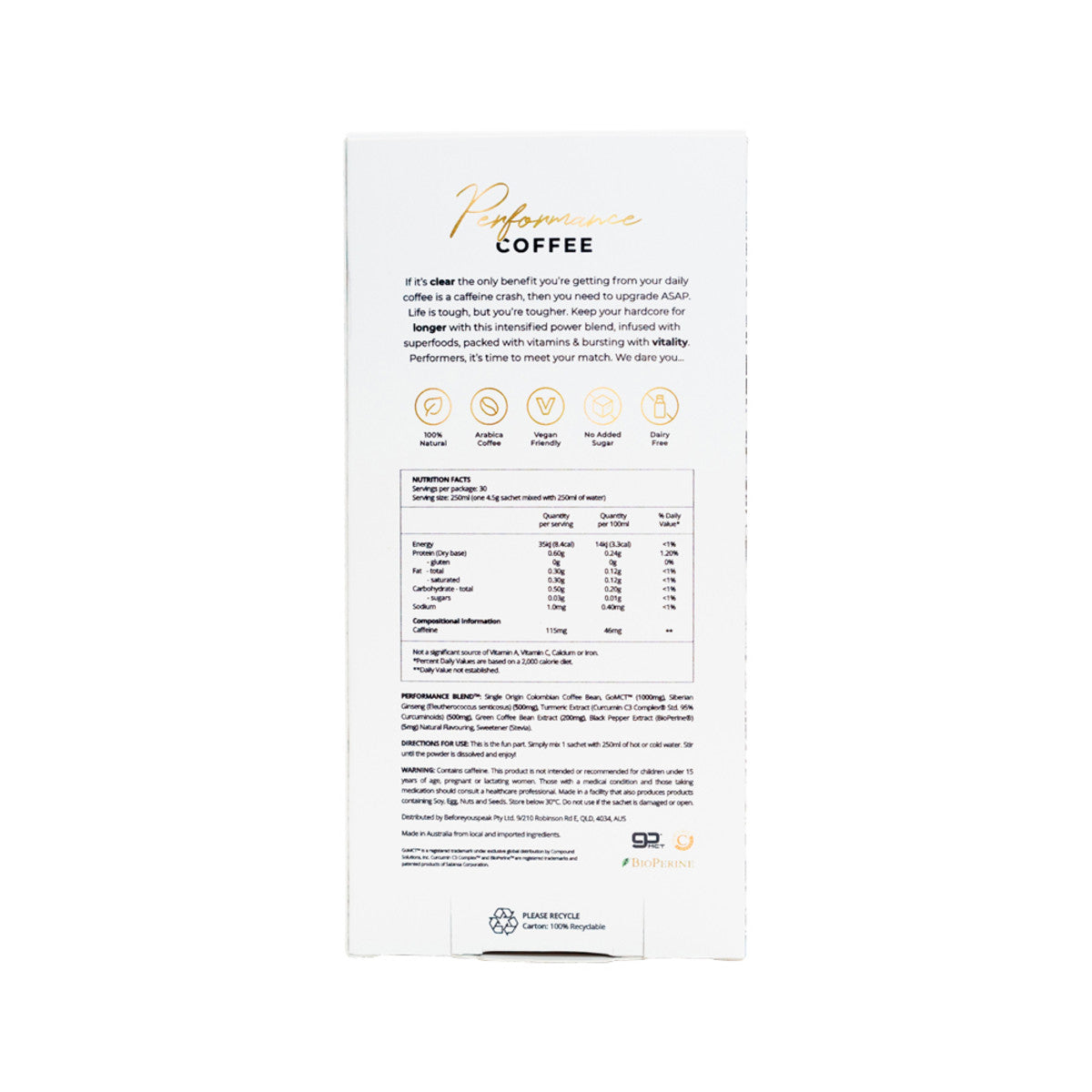 Before You Speak Performance Coffee Assorted 4.5g X 30 Pack (Contains: 10 X OG, Caramel & Cinnamon Spice) - Cutprice Online